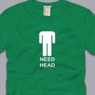 green t-shirt with the inscription "Need Head" as a picture for clipart