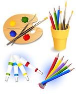 Cartoon Paint Brush And Palette