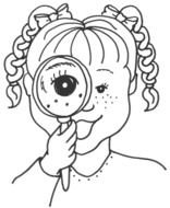 cartoon girl with magnifying glass