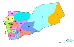 Yemen Governorate Map clipart