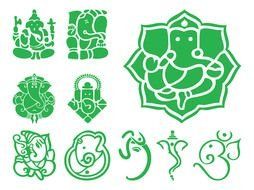 White and green symbol logos clipart