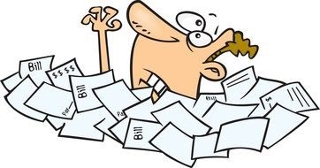 Drowning In Paperwork Clip Art drawing