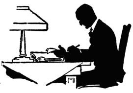 silhouette of a writing man