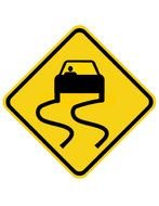 Slippery When Wet Road Sign N4