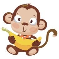 Baby Monkey With Banana
