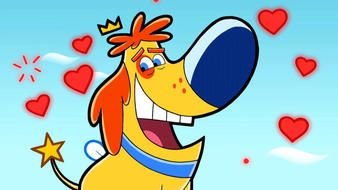 Colorful dog with the hearts clipart