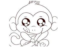 Baby Monkey eating banana, Coloring Page