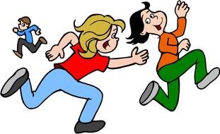 drawn children playing catch-up