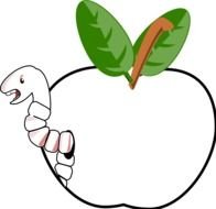 Book Worm in apple drawing