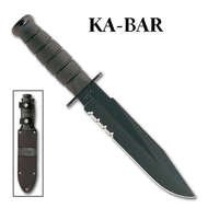 Fighter Knife With Leather Sheath 17 Kb1271 Kabar Black