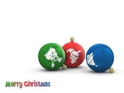three Christmas ball drawing