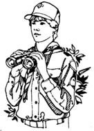 Black and white drawing of the boy scout clipart