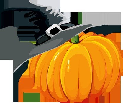 Cute Pumpkin With Witches Hat Clip Art