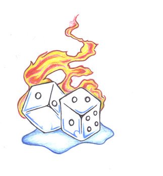 Flaming Dice Tattoo Drawings