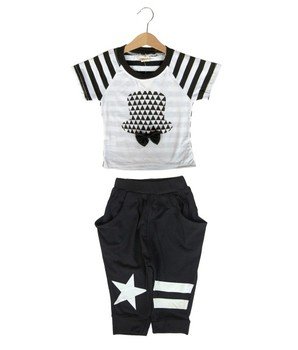 Hat Tie Stripe Black Shirt Pant 1