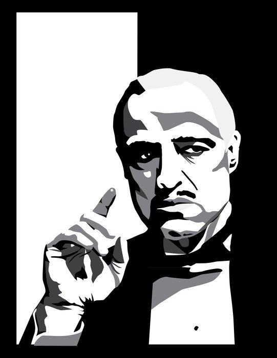 black and white portrait of the godfather Marlon Brando
