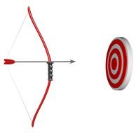 bow and arrow in front of the target