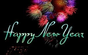 Happy New Year fireworks drawing
