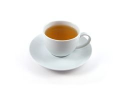 Tea in white Cup on saucer