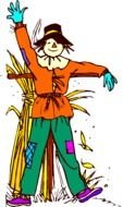 drawn garden scarecrow on a black background