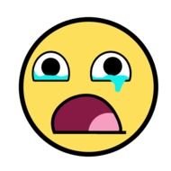 crying smiley with open mouth on a white background