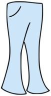 flared blue trousers