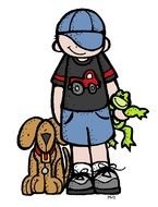 drawing of a boy with a dog