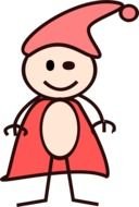 painted match man in a pink cap and cloak