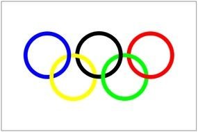 multicolored olympic rings on a white background