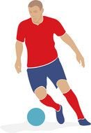 painted soccer player in a red t-shirt