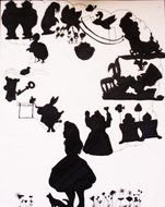 Silhouettes of the characters from Alice in Wonderland clipart