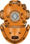 painted copper diver helmet