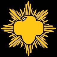 painted yellow medal on a black background