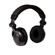 black headphones for music on a white background