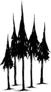 black pine trees as a graphic illustration
