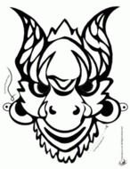 Chinese Dragon Mask Coloring Page