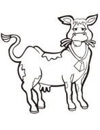 painted white cow with a bell in a coloring book