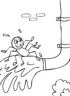 Black and white drawing of the Itsy Bitsy Spider clipart