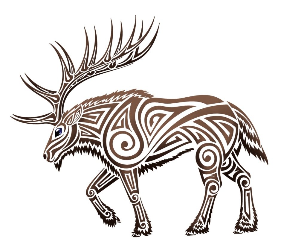 deer drawing with patterns