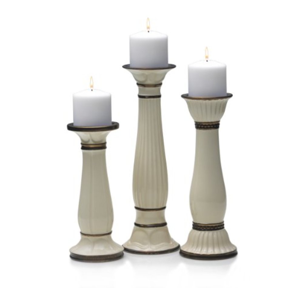 Mikasa Countryside 10 Inch 12 And 14 Ceramic Candleholders