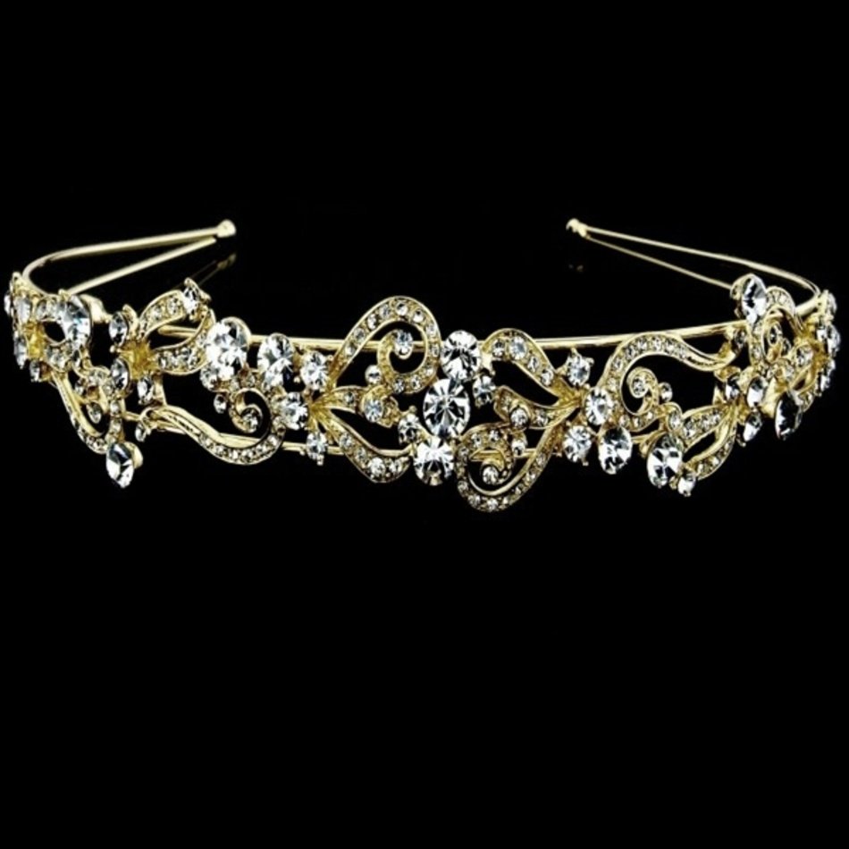 Art Deco Style Gold Tone And Crystal Hairband euro110