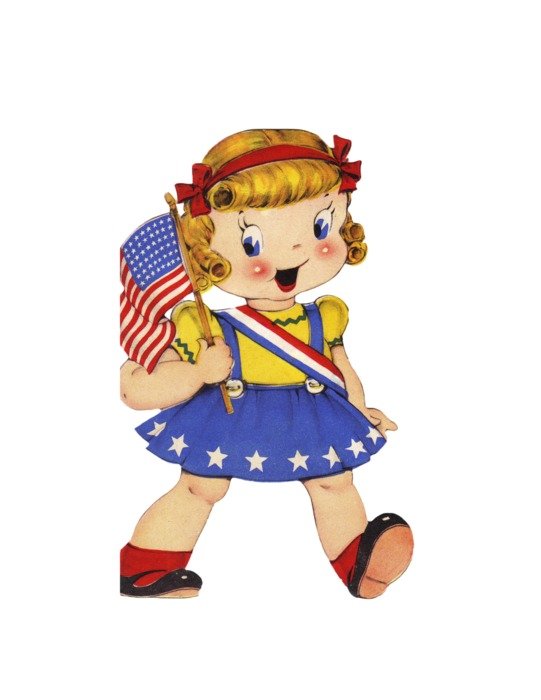 Happy girl with flag drawing