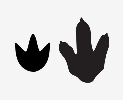 Black silhouettes of the trakcs of dinosaurs clipart