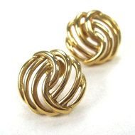 Signed Monet Earrings Gold Plated Love Knot 1980s Vintage