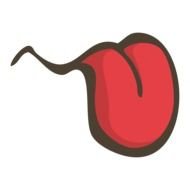 red human tongue on a white background