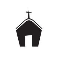 Black and white drawing of the church with the cross clipart