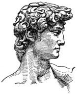 head of David sculpture, drawing