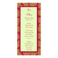 Cerise And Lime Paisley Pattern Wedding Menu Rack Card Design