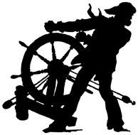 silhouette of a pirate at the controls of a ship