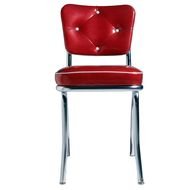 chair with red leather back